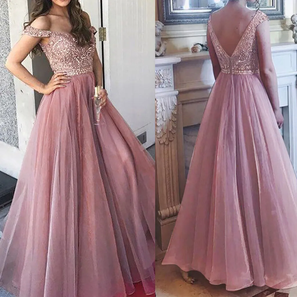 Women Sling Wedding Elegant Shoulder Gauzy pink lace up bridesmaid dresses new spring summer 2023 short Middle long style party